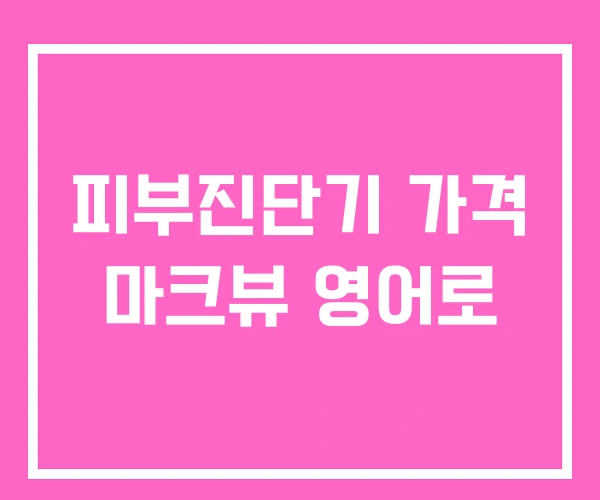 피부진단기 가격 마크뷰 영어로