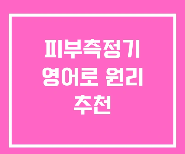 피부측정기 영어로 원리 추천