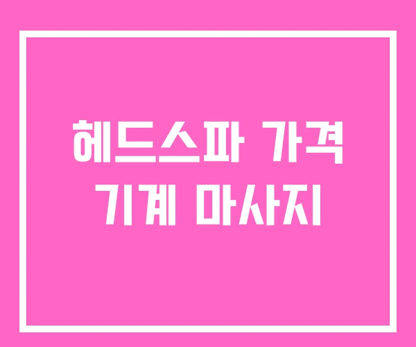 헤드스파 가격 기계 마사지