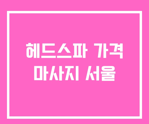 헤드스파 가격 마사지 서울