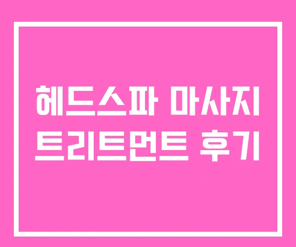 헤드스파 마사지 트리트먼트 후기