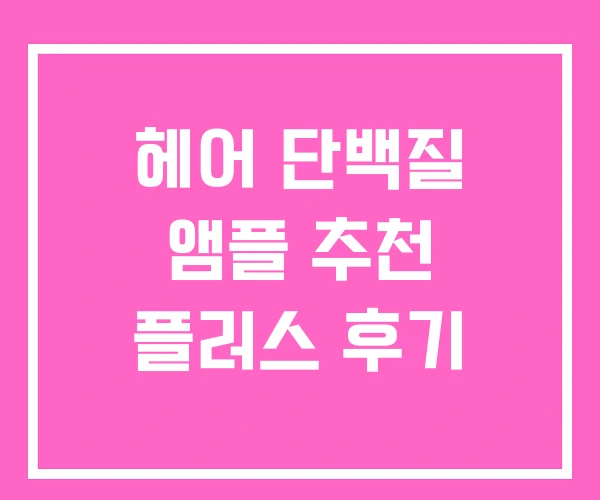 헤어 단백질 앰플 추천 플러스 후기