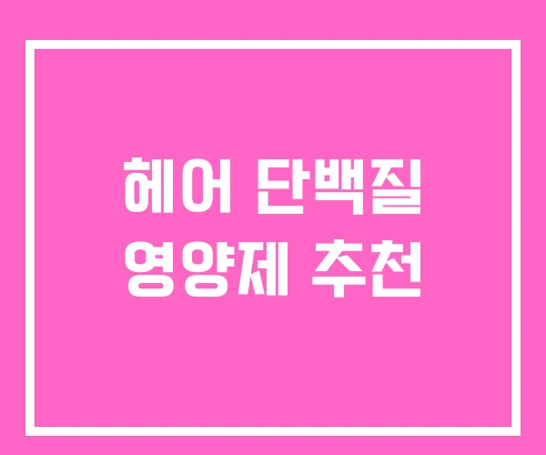 헤어 단백질 영양제 추천