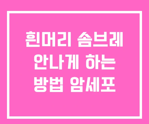 흰머리 솜브레 안나게 하는 방법 암세포