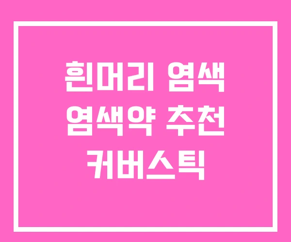 흰머리 염색 염색약 추천 커버스틱