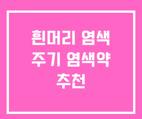 흰머리 염색 주기 염색약 추천