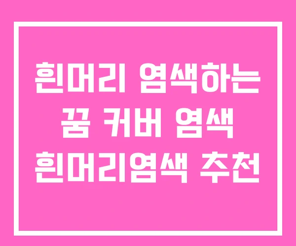 흰머리 염색하는 꿈 커버 염색 흰머리염색 추천