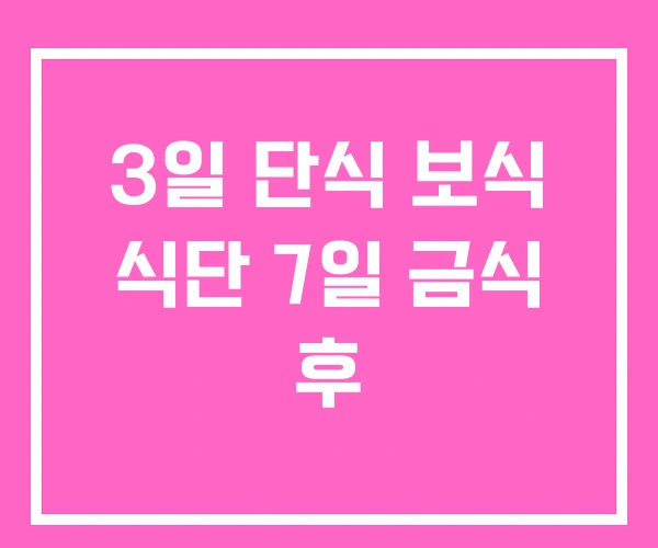 3일 단식 보식 식단 7일 금식 후