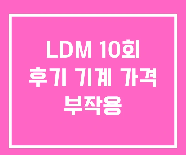 LDM 10회 후기 기계 가격 부작용