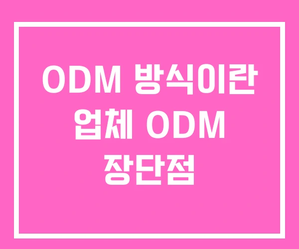 ODM 방식이란 업체 ODM 장단점