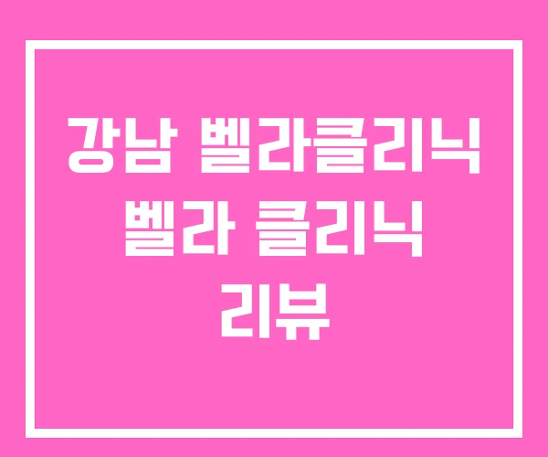 강남 벨라클리닉 벨라 클리닉 리뷰