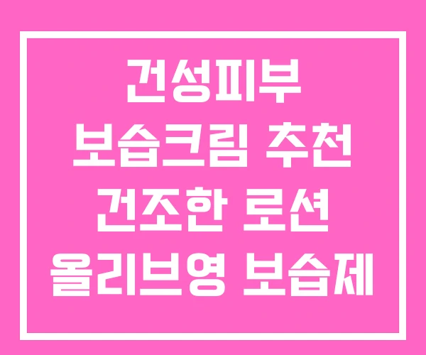 건성피부 보습크림 추천 건조한 로션 올리브영 보습제