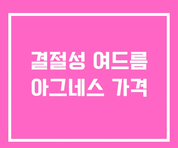 결절성 여드름 아그네스 가격