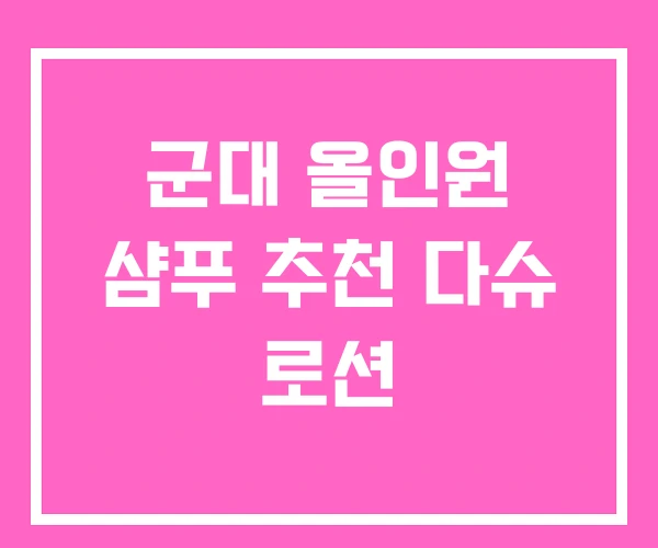 군대 올인원 샴푸 추천 다슈 로션