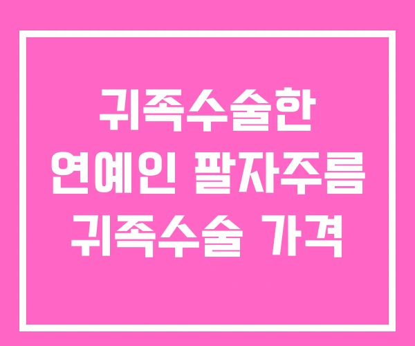귀족수술한 연예인 팔자주름 귀족수술 가격