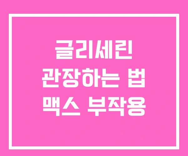 글리세린 관장하는 법 맥스 부작용 글리세린 관장하는 법 맥스 부작용