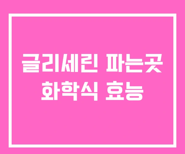 글리세린 파는곳 화학식 효능