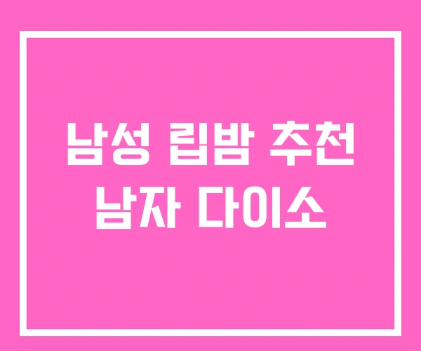 남성 립밤 추천 남자 다이소