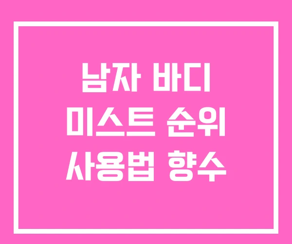 남자 바디 미스트 순위 사용법 향수