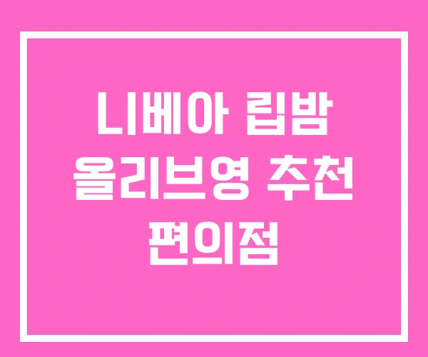 니베아 립밤 올리브영 추천 편의점