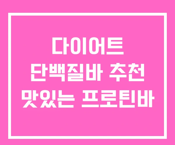 다이어트 단백질바 추천 맛있는 프로틴바