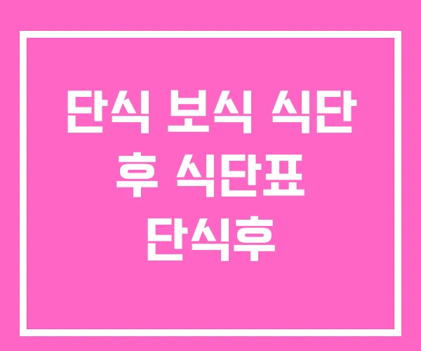 단식 보식 식단 후 식단표 단식후 단식 보식 식단 후 식단표 단식후