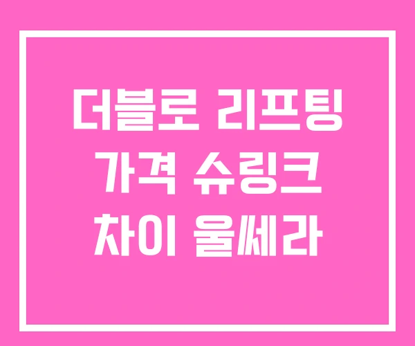 더블로 리프팅 가격 슈링크 차이 울쎄라 더블로 리프팅 가격 슈링크 차이 울쎄라