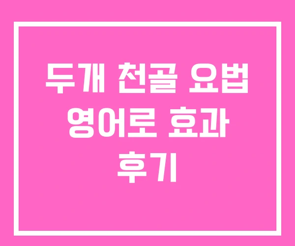 두개 천골 요법 영어로 효과 후기