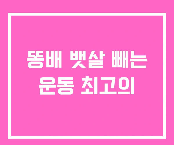 똥배 뱃살 빼는 운동 최고의