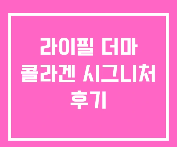 라이필 더마 콜라겐 시그니처 후기 라이필 더마 콜라겐 시그니처 후기