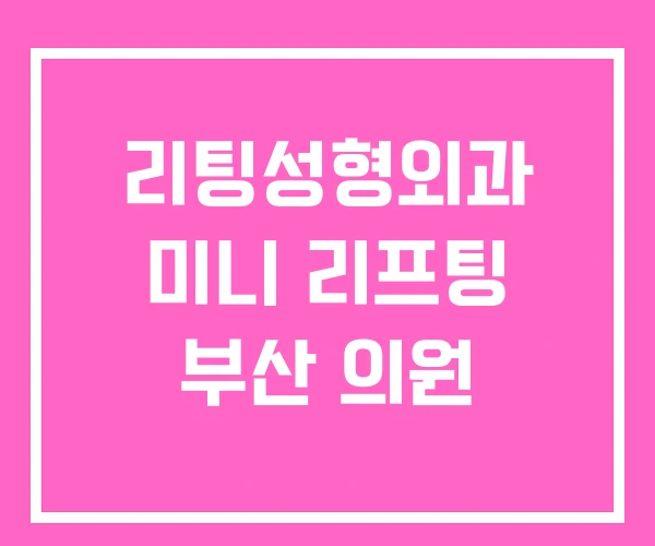 리팅성형외과 미니 리프팅 부산 의원 리팅성형외과 미니 리프팅 부산 의원