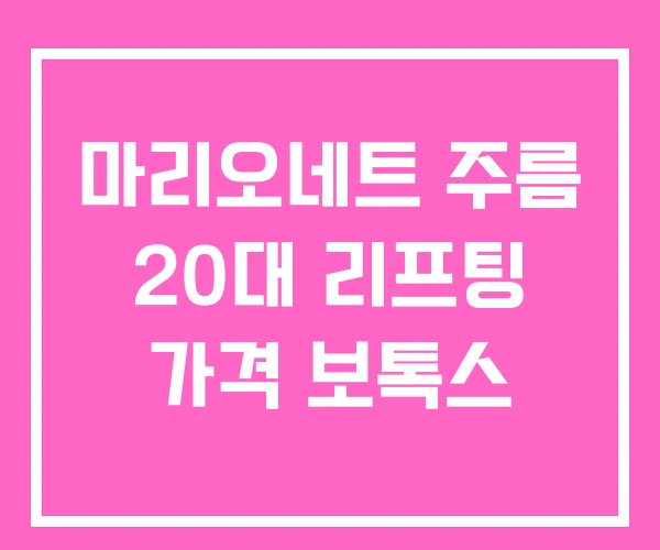 마리오네트 주름 20대 리프팅 가격 보톡스