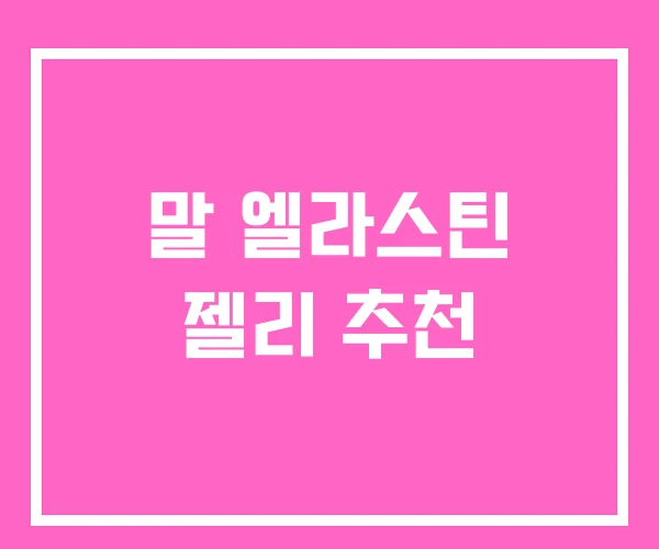 말 엘라스틴 젤리 추천 말 엘라스틴 젤리 추천