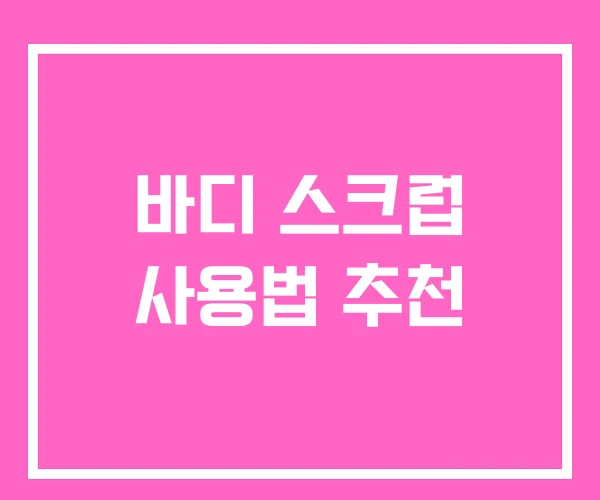 바디 스크럽 사용법 추천 바디 스크럽 사용법 추천