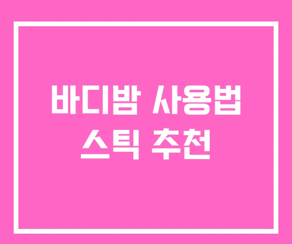바디밤 사용법 스틱 추천 바디밤 사용법 스틱 추천