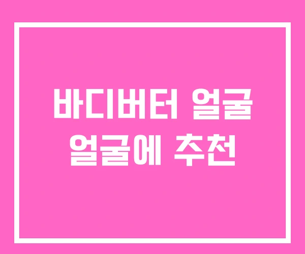 바디버터 얼굴 얼굴에 추천