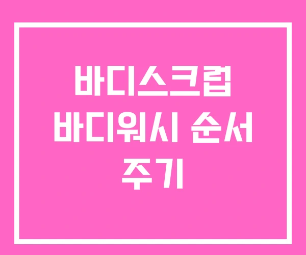 바디스크럽 바디워시 순서 주기