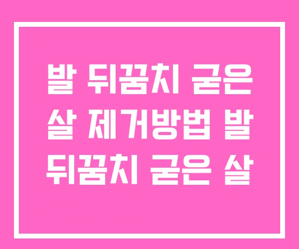 발 뒤꿈치 굳은 살 제거방법 발 뒤꿈치 굳은 살