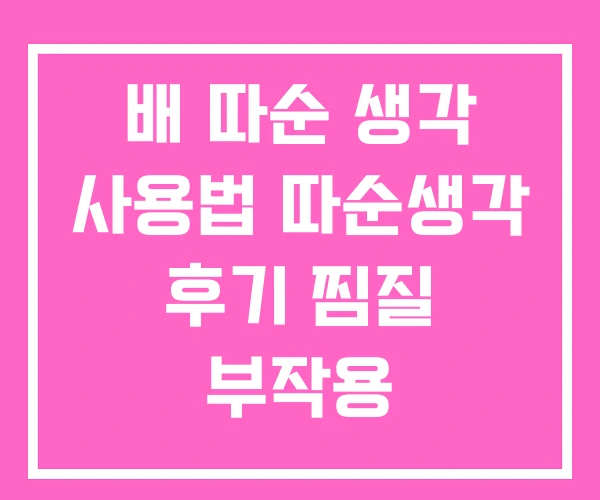 배 따순 생각 사용법 따순생각 후기 찜질 부작용