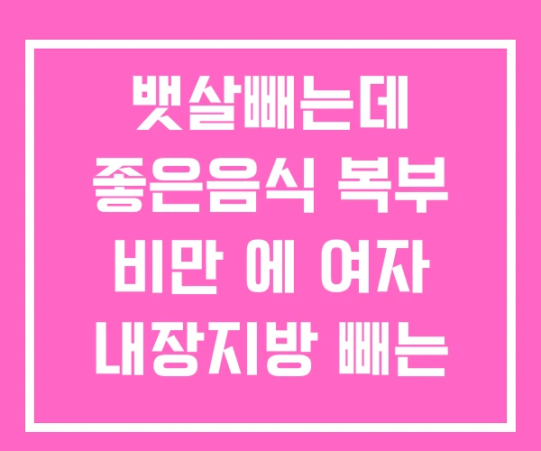 뱃살빼는데 좋은음식 복부 비만 에 여자 내장지방 빼는 법