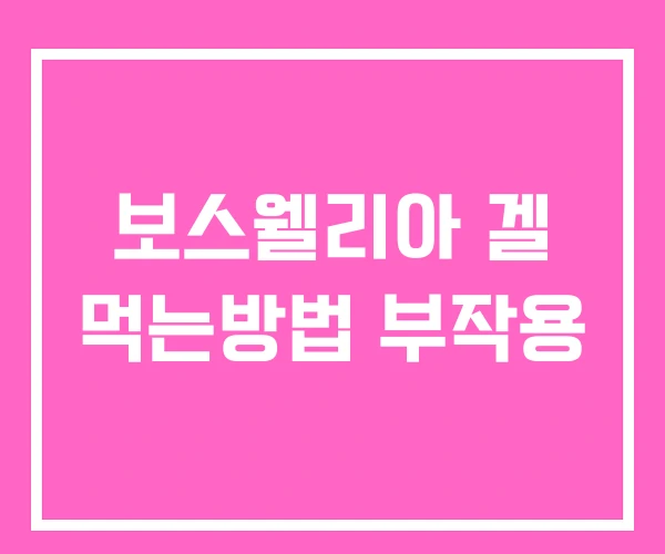 보스웰리아 겔 먹는방법 부작용