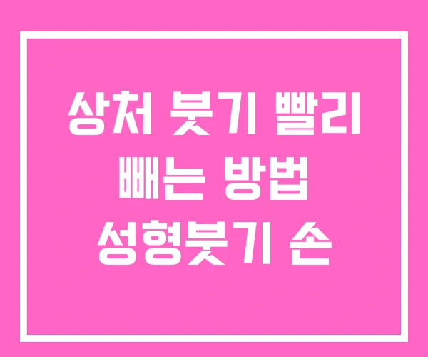 상처 붓기 빨리 빼는 방법 성형붓기 손 상처 붓기 빨리 빼는 방법 성형붓기 손