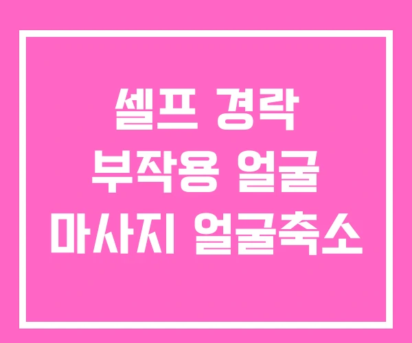 셀프 경락 부작용 얼굴 마사지 얼굴축소