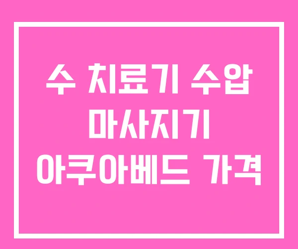 수 치료기 수압 마사지기 아쿠아베드 가격