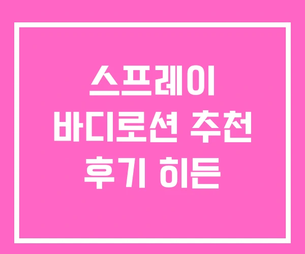 스프레이 바디로션 추천 후기 히든
