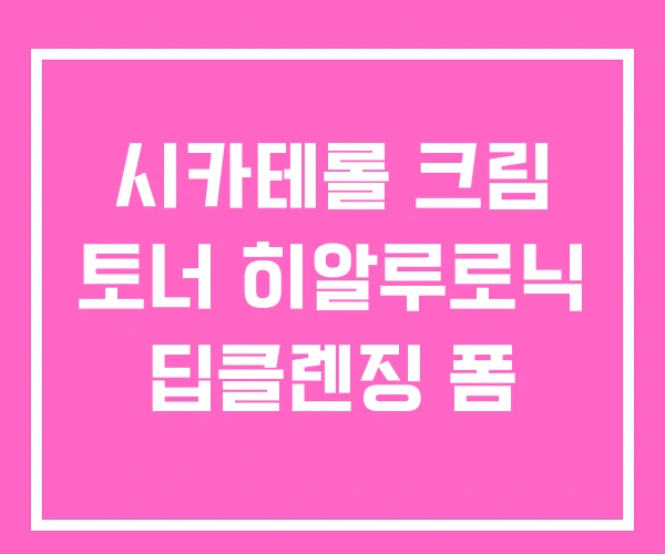 시카테롤 크림 토너 히알루로닉 딥클렌징 폼