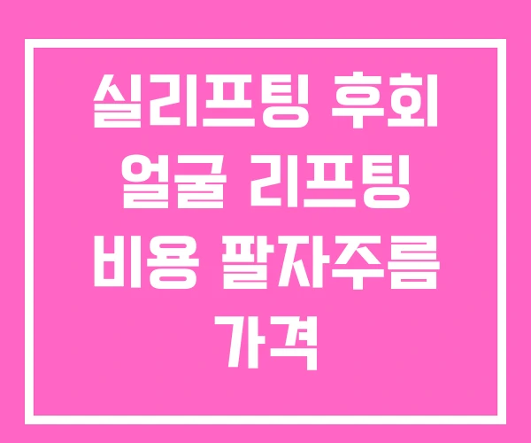 실리프팅 후회 얼굴 리프팅 비용 팔자주름 가격
