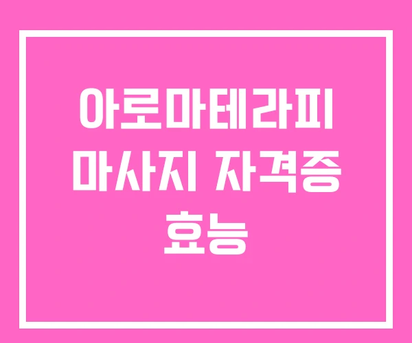 아로마테라피 마사지 자격증 효능 아로마테라피 마사지 자격증 효능