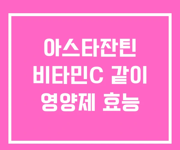 아스타잔틴 비타민C 같이 영양제 효능 아스타잔틴 비타민C 같이 영양제 효능