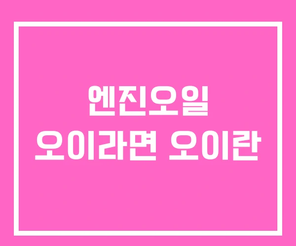 엔진오일 오이라면 오이란 엔진오일 오이라면 오이란